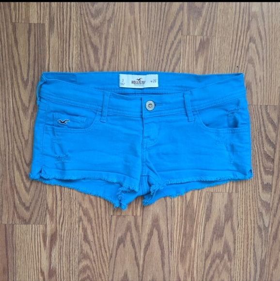 Hollister Women's Blue Denim Y2K Shorts size 3 - Picture 1 of 6
